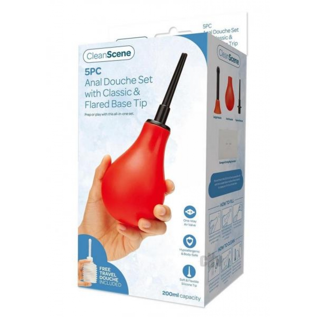 Cleanscene Anal Douche Set - 5pc Red