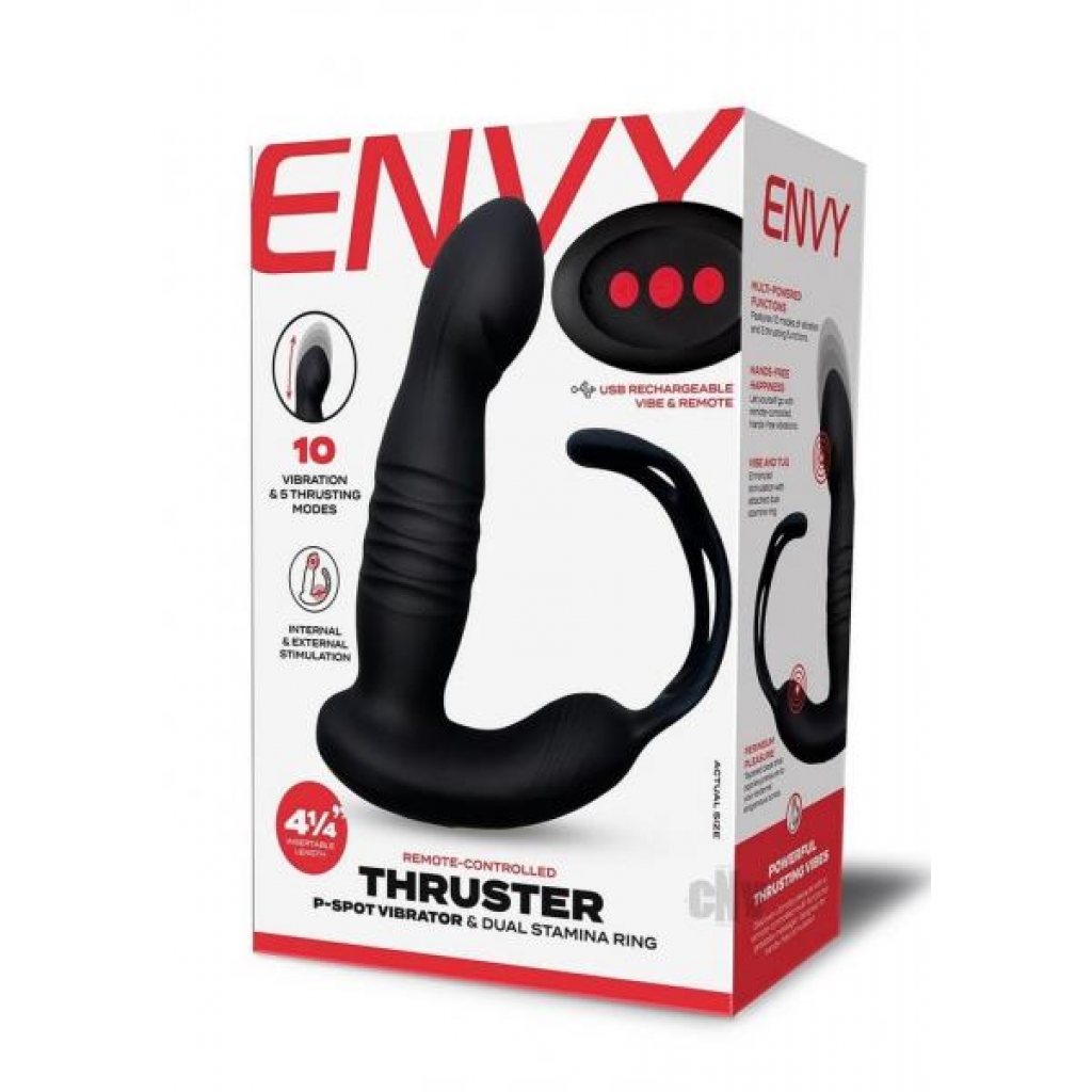 Envy Toys Remote Thrust P Spot Dual Ring - Black