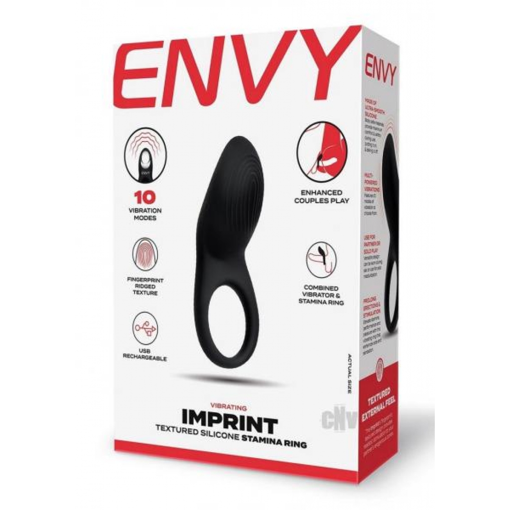 Envy Toys Imprint Textured Stamina Ring - Black