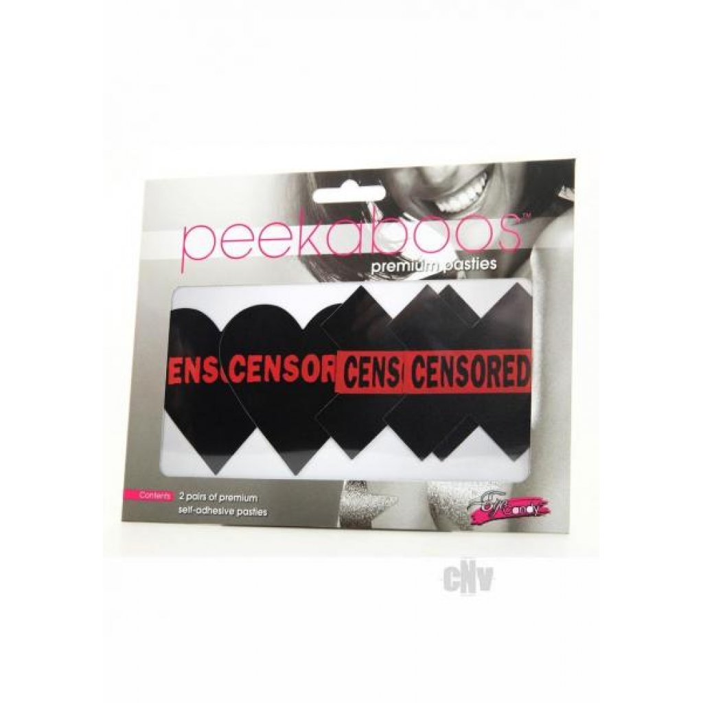 Peekaboo Censored Hearts and X - Black/Red