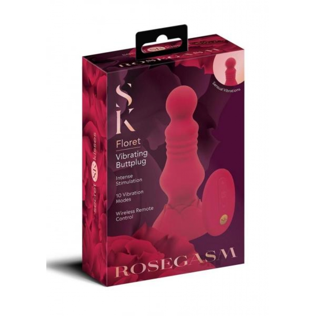 Sk Remote Vibe Floret Buttplug - Red