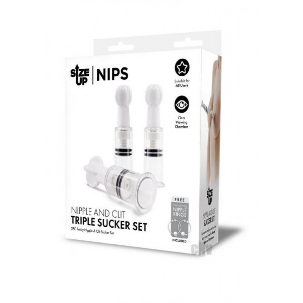 Su Nipple Clit Triple Sucker Set - White