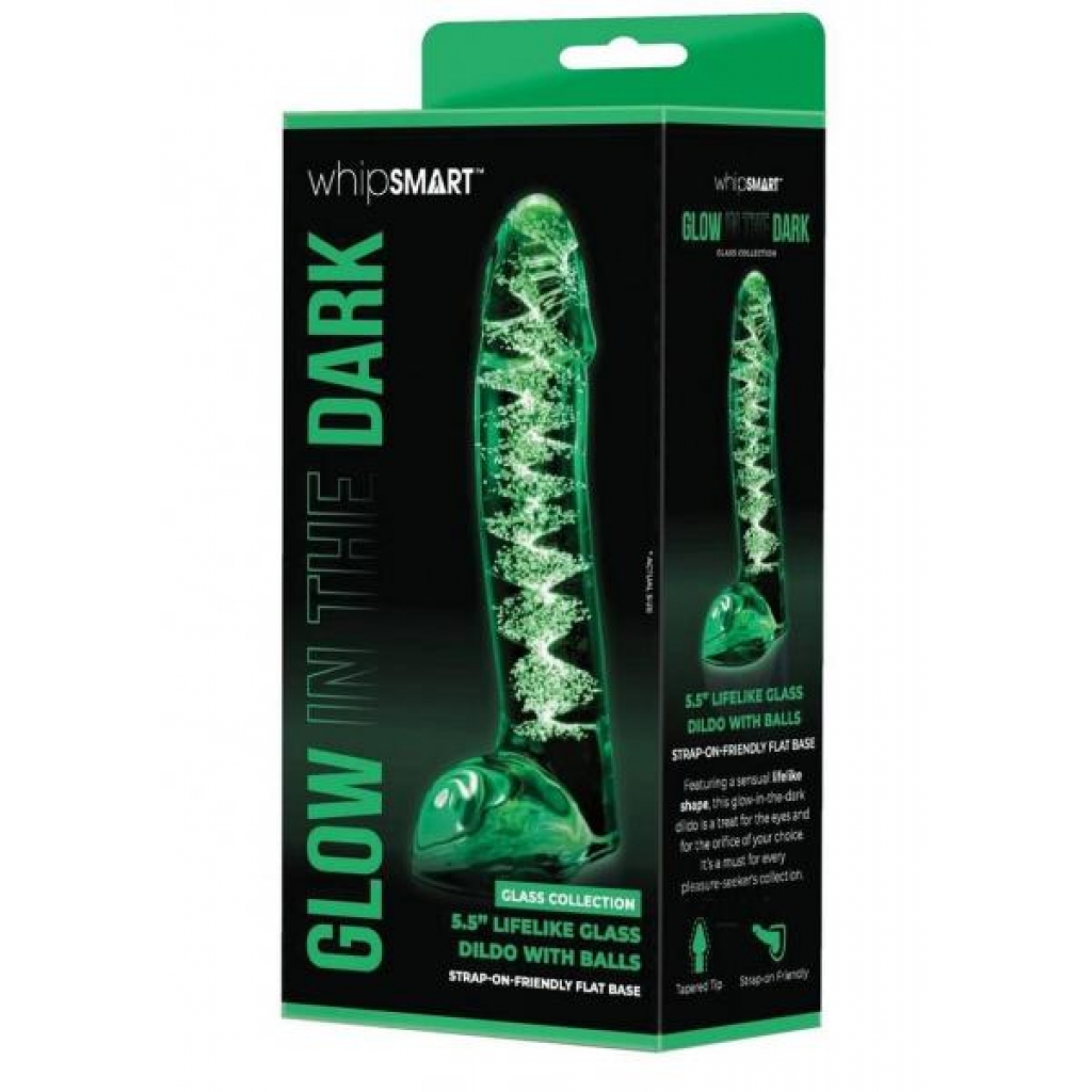 Lifelike Glass Dildo with Balls - 5.5 Inches Green