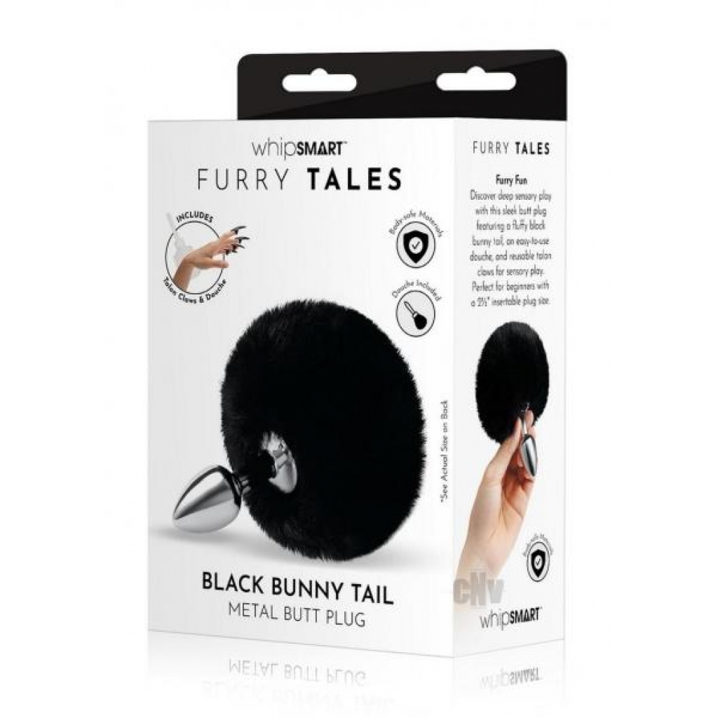 Whipsmart Fluffy Bunny Tail - 2.5 Black Silver