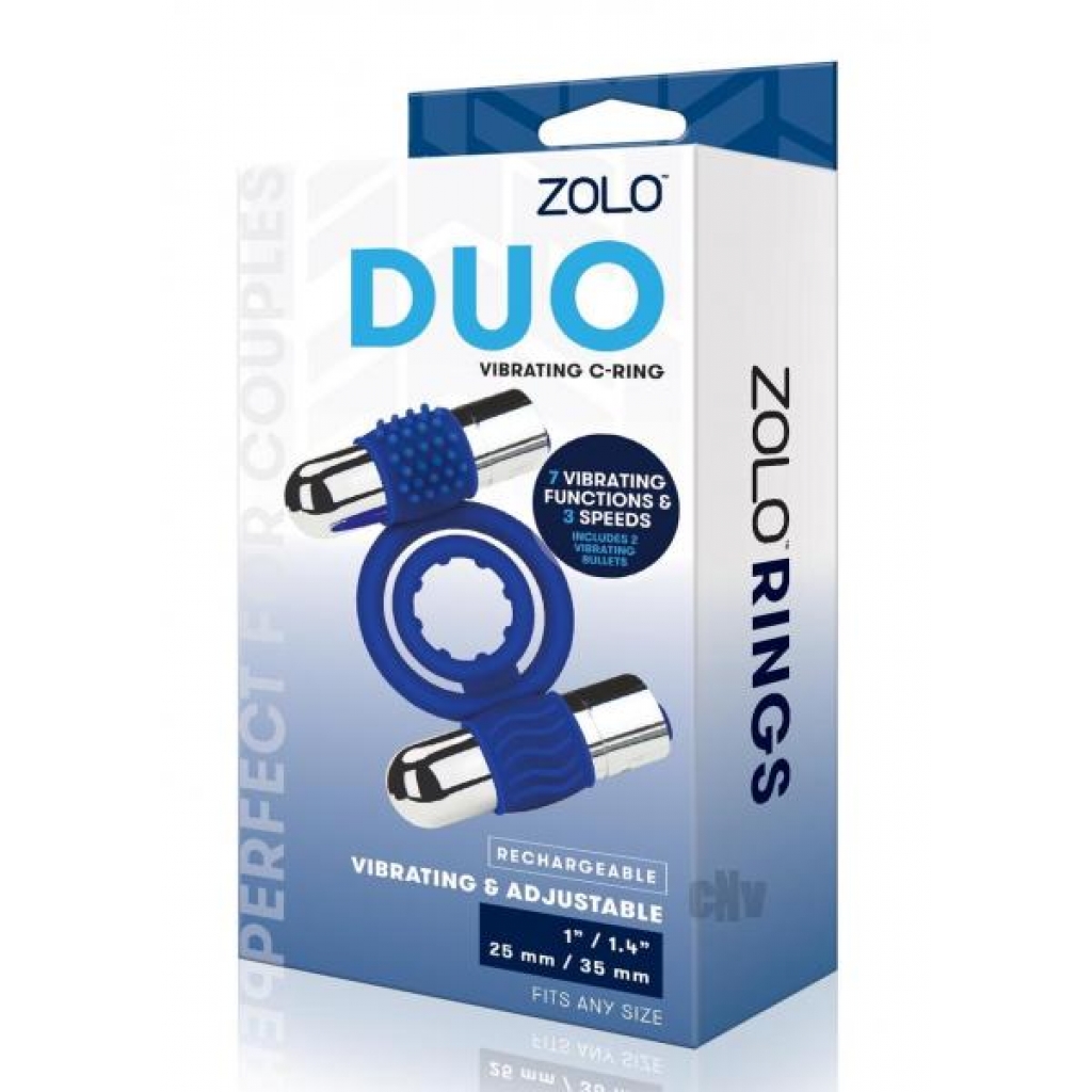 Zolo Recharge Duo Vibe Cock Ring - Navy Blue