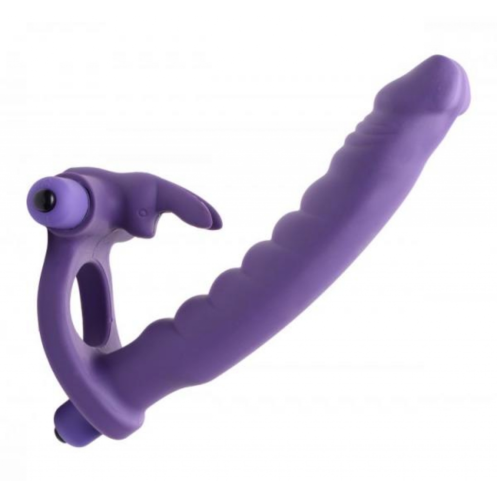 Double Delight Dual Insertion Vibrating Rabbit Ring - Purple