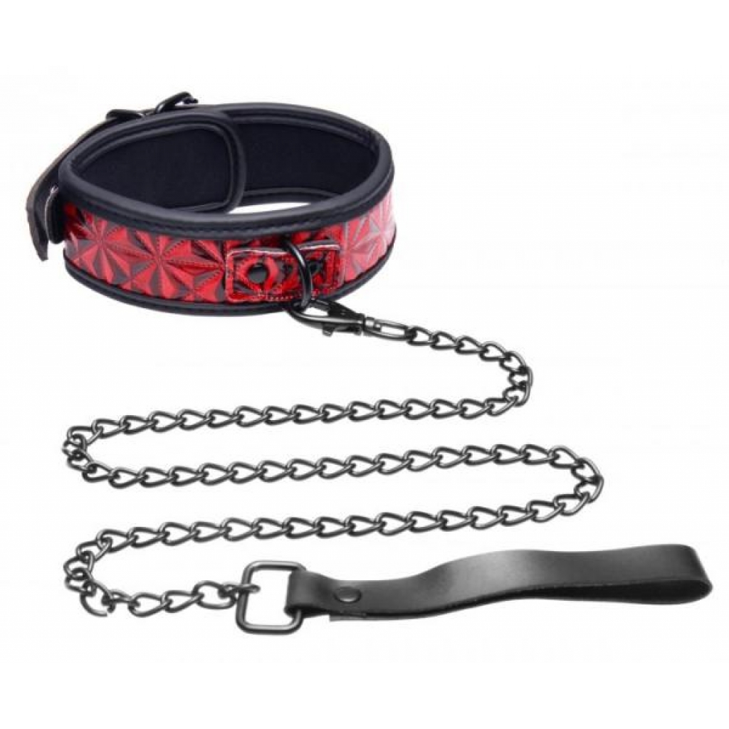 Chained Collar with Leash - Red/Black