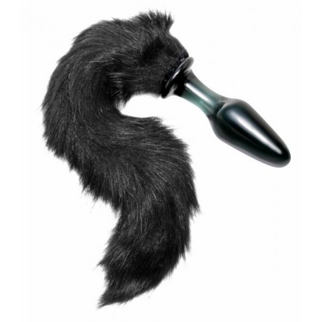 Tailz Midnight Fox Tail Glass Anal Plug - Black