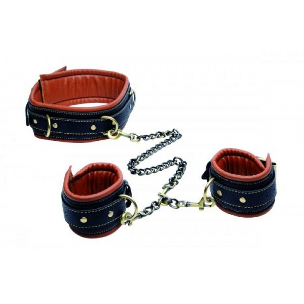 Coax Collar to Wrist Restraints - Black and Brown