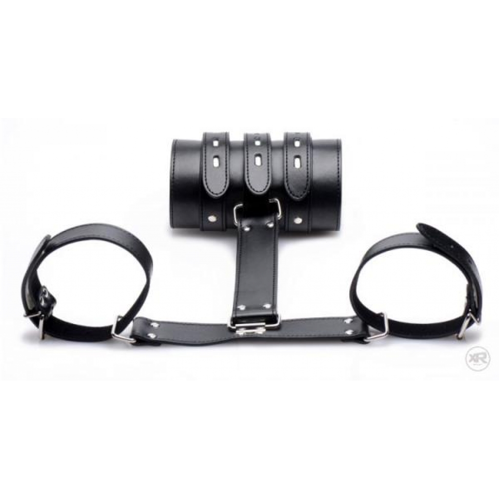 Arm Binder Biceps & Forearm Restraints - Black Leather