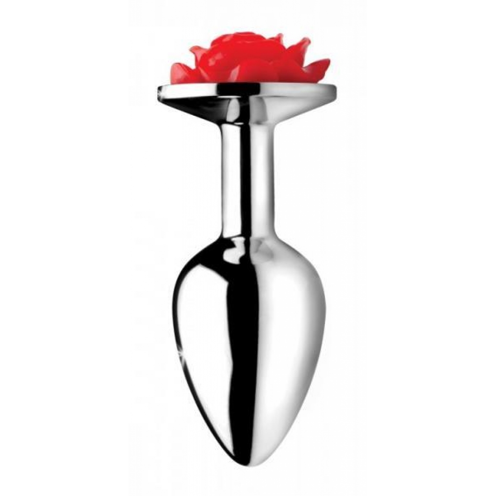 Booty Sparks Red Rose Anal Plug - Small Silver