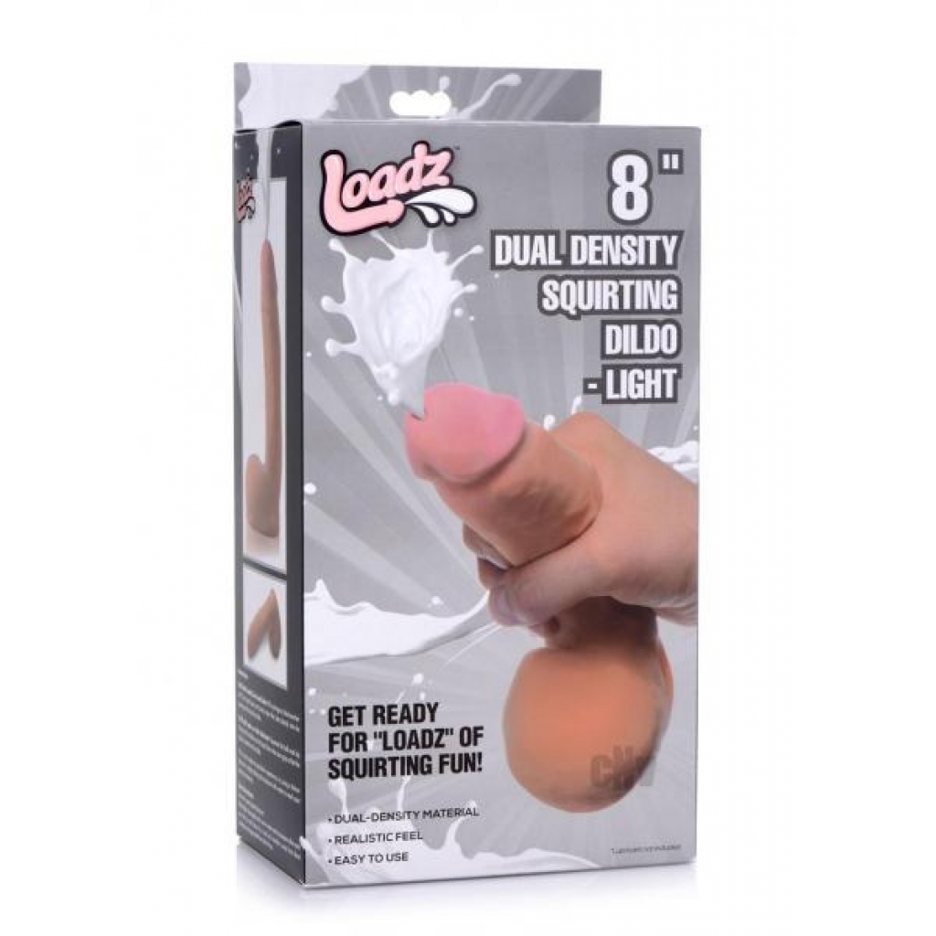 Loadz Dual Dense Squirt Dildo - 8 inches Light Brown