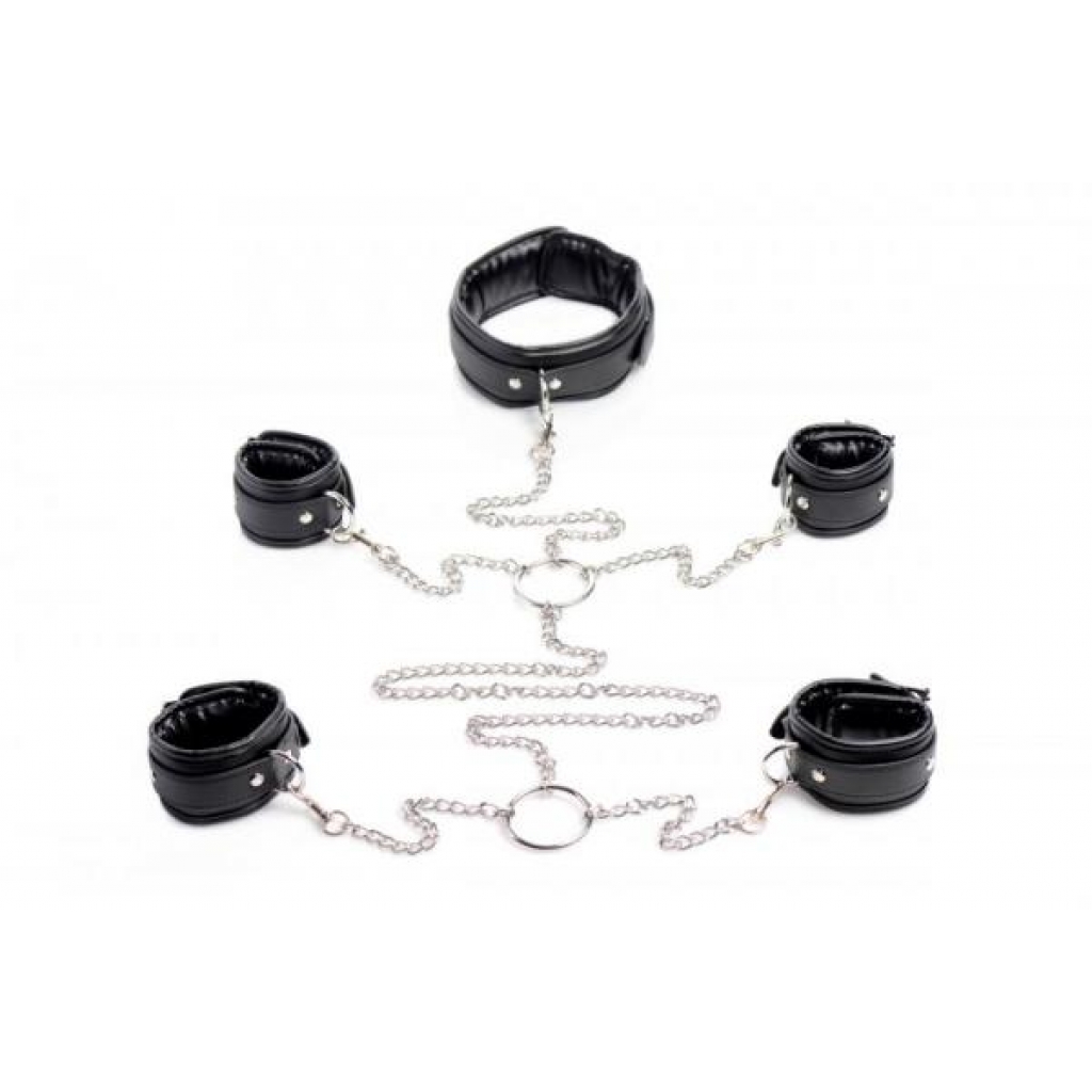 Elegant Strict Slave Bondage Shackle Set - Black