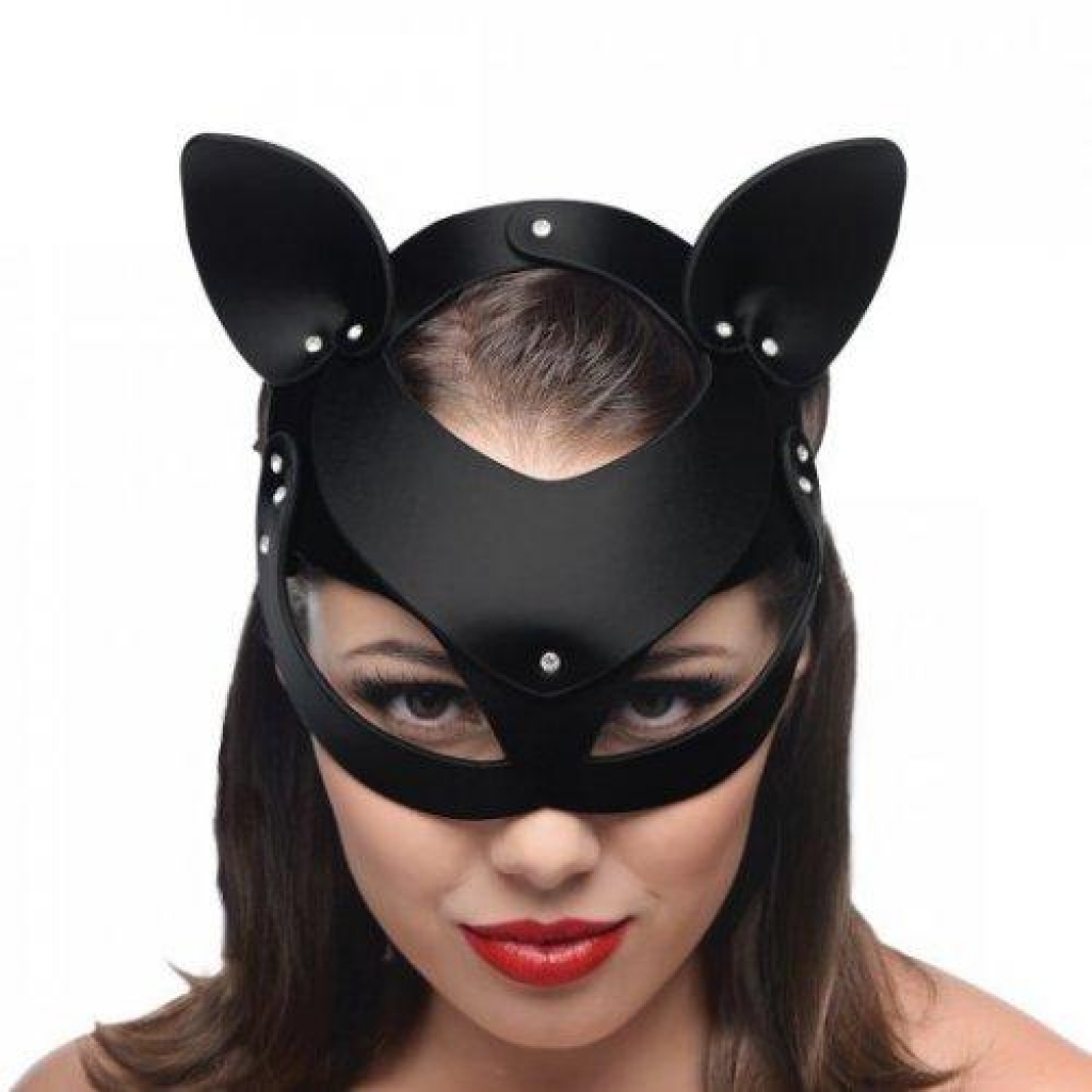 Bad Kitten Leather Cat Mask - Black O/S