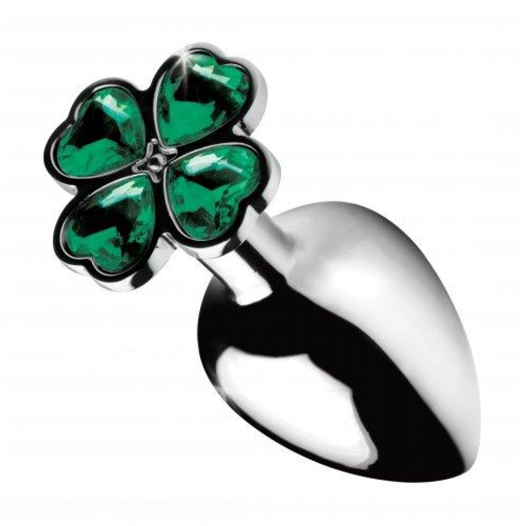 Booty Sparks Lucky Clover Gem Anal Plug - Medium Silver