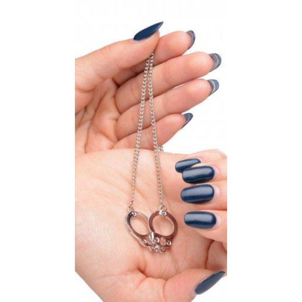 Elegant Cuff Her Handcuff Necklace - Silver