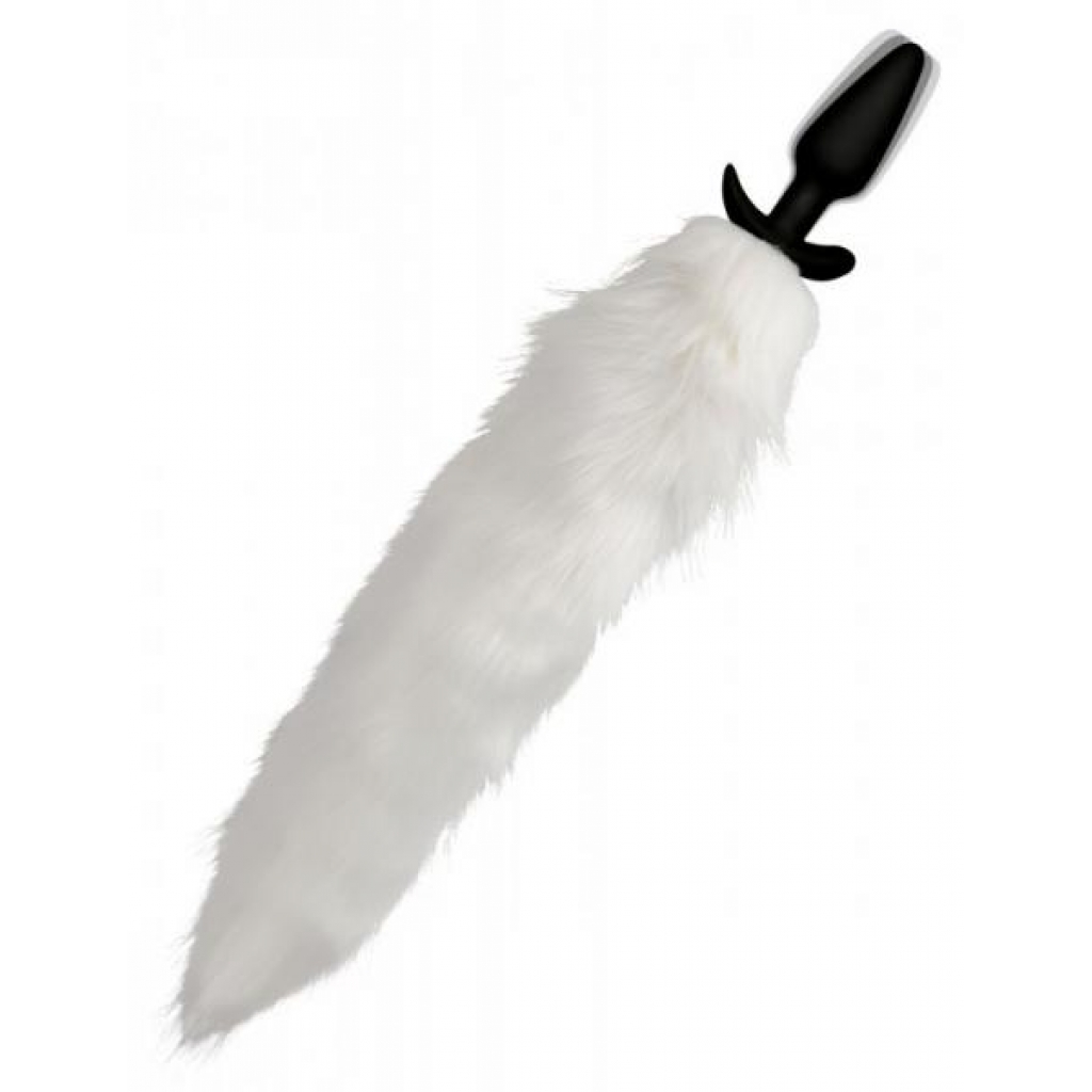 Vibrating White Fox Tail Slender Anal Plug