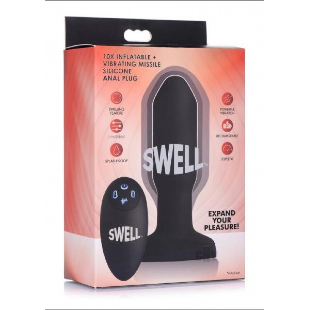 Swell 10x Inflate Vibe Missile Anal Plug - Black