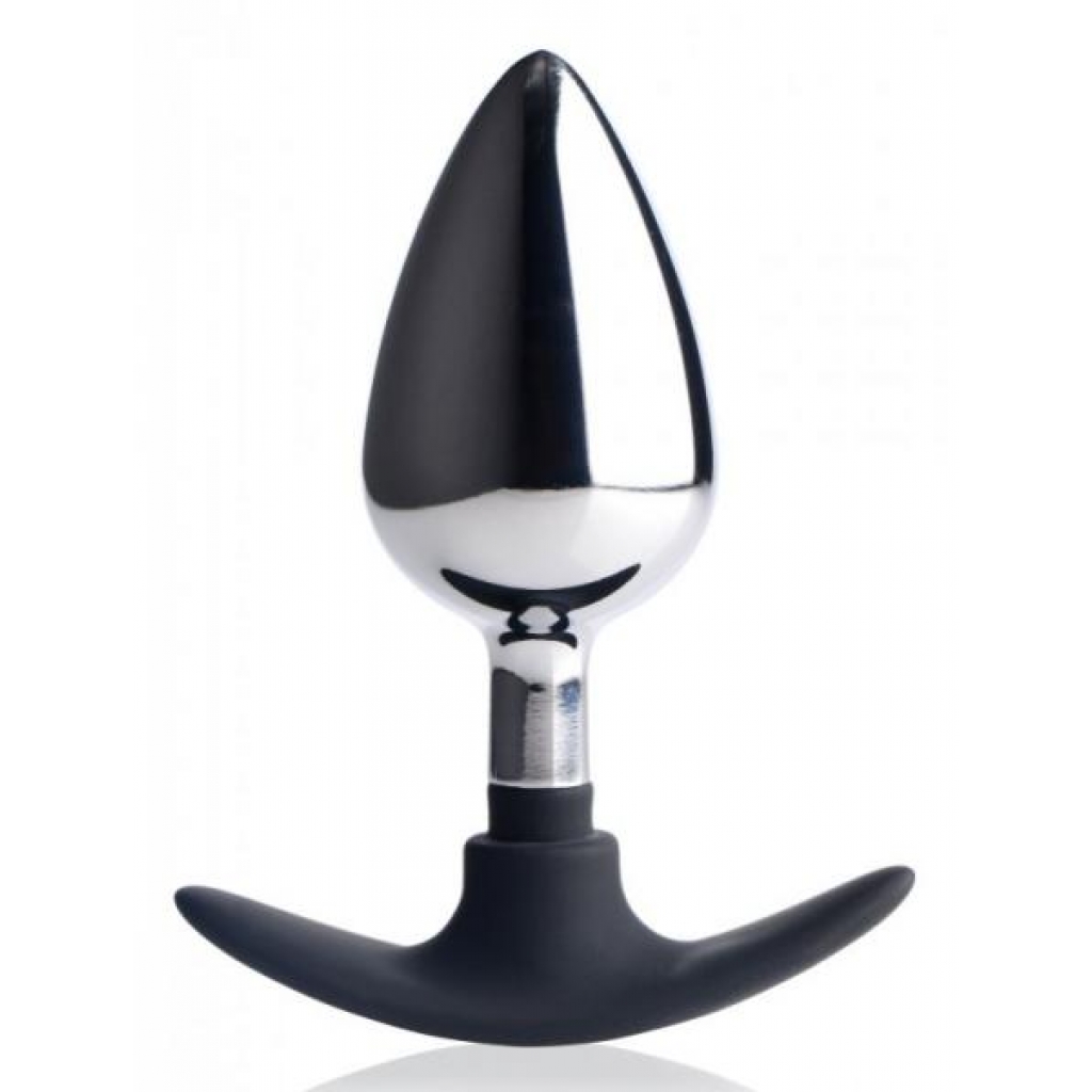 Dark Invader Aluminum Silicone Anal Plug Large in Black