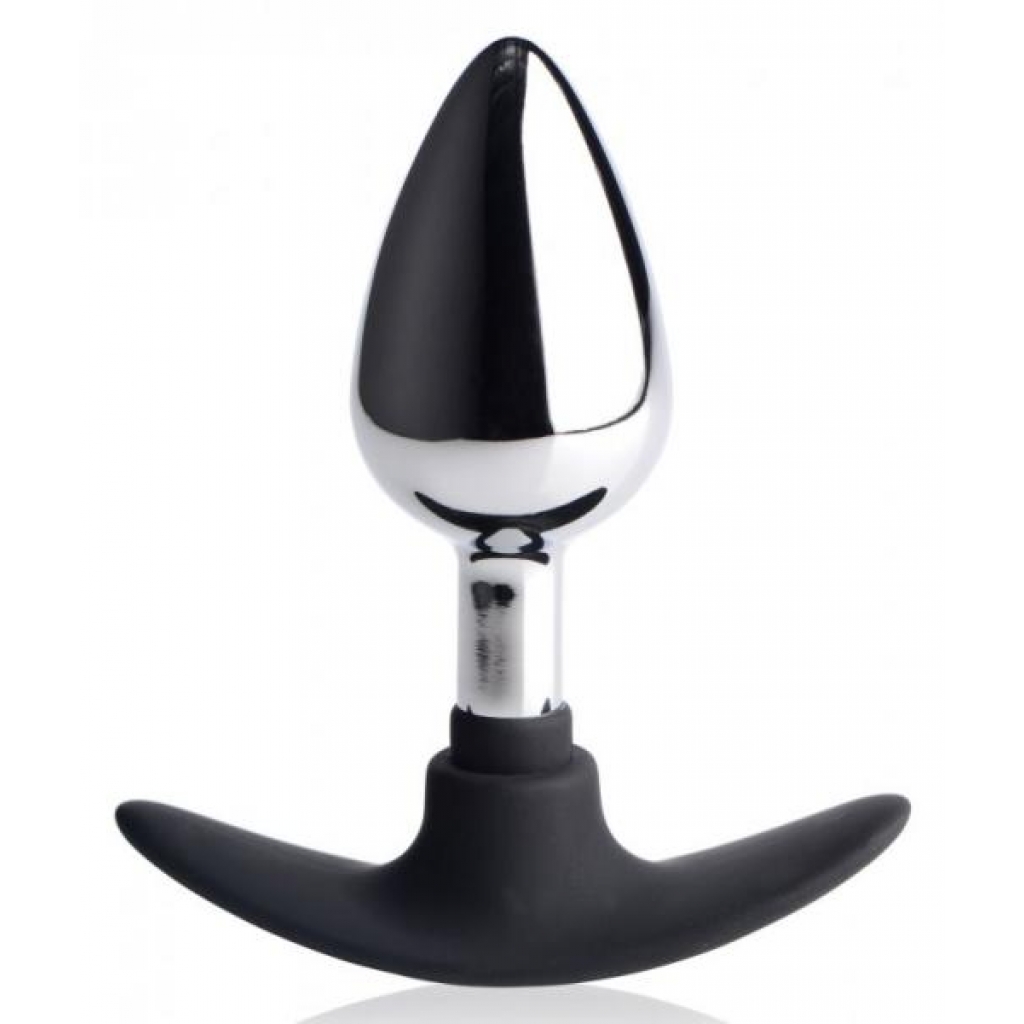 Dark Invader Aluminum Silicone Anal Plug - Medium Silver