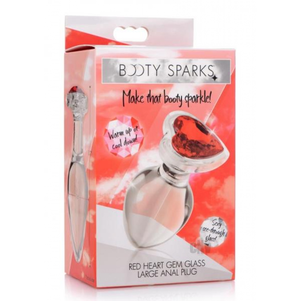 Booty Sparks Red Heart Gem Glass Plug - Large