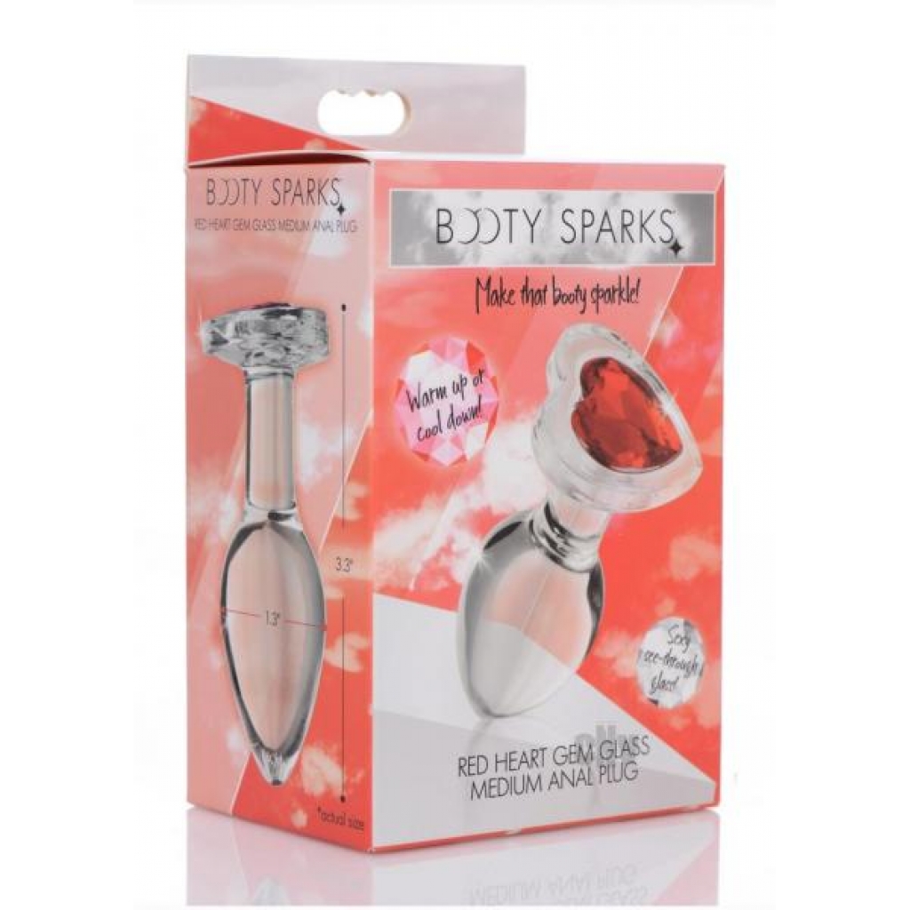 Booty Sparks Red Heart Glass Plug - Medium