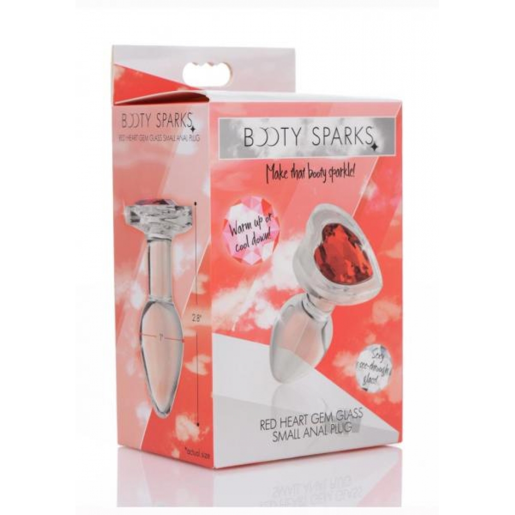 Booty Sparks Red Heart Glass Plug - Small