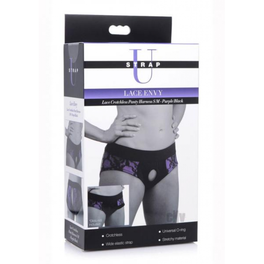 Strap U Lace Envy Crotchless - S/M Purple