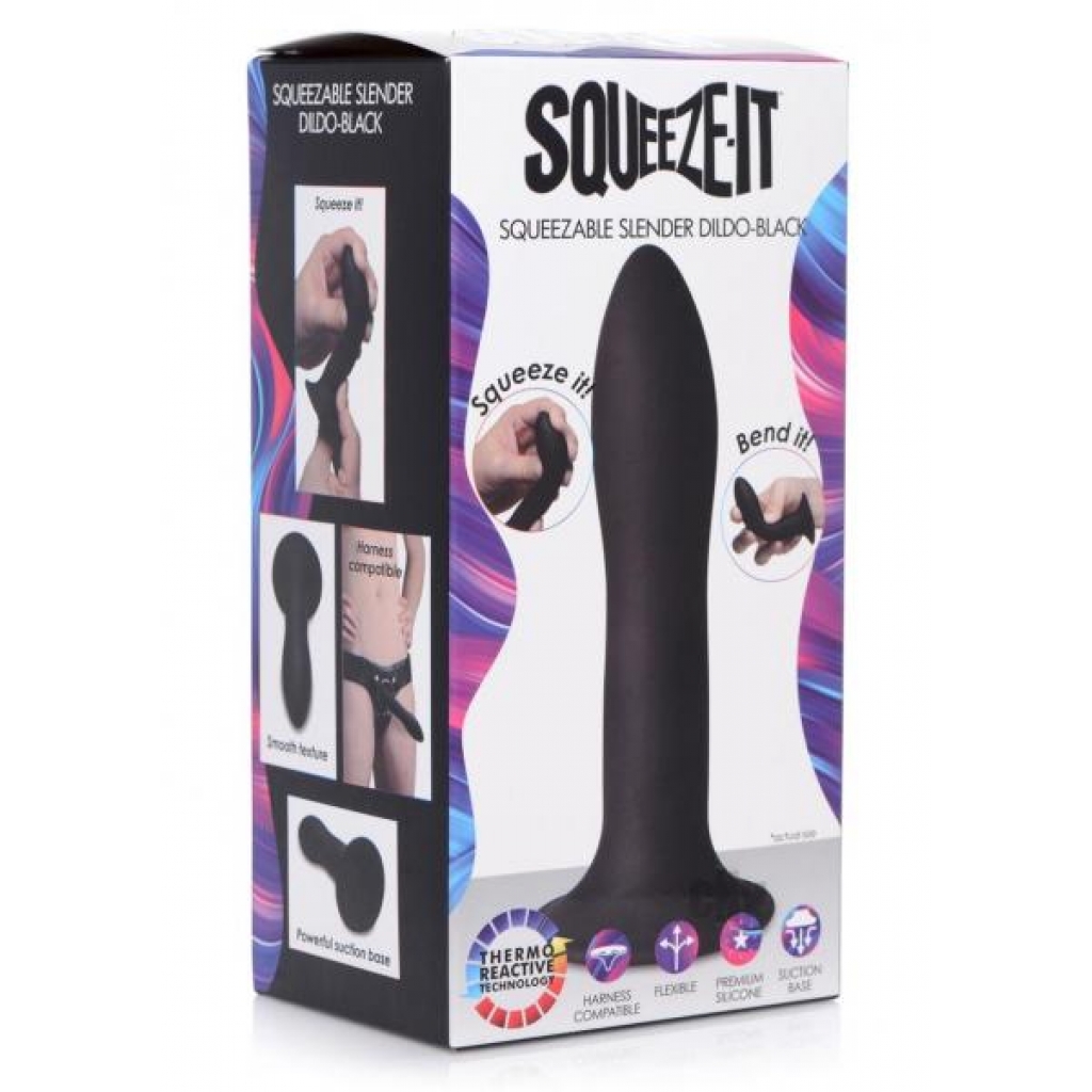 Squeezable Slender Dildo - Black