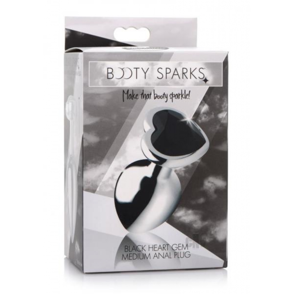 Booty Sparks Black Heart Gem Plug Md Silver