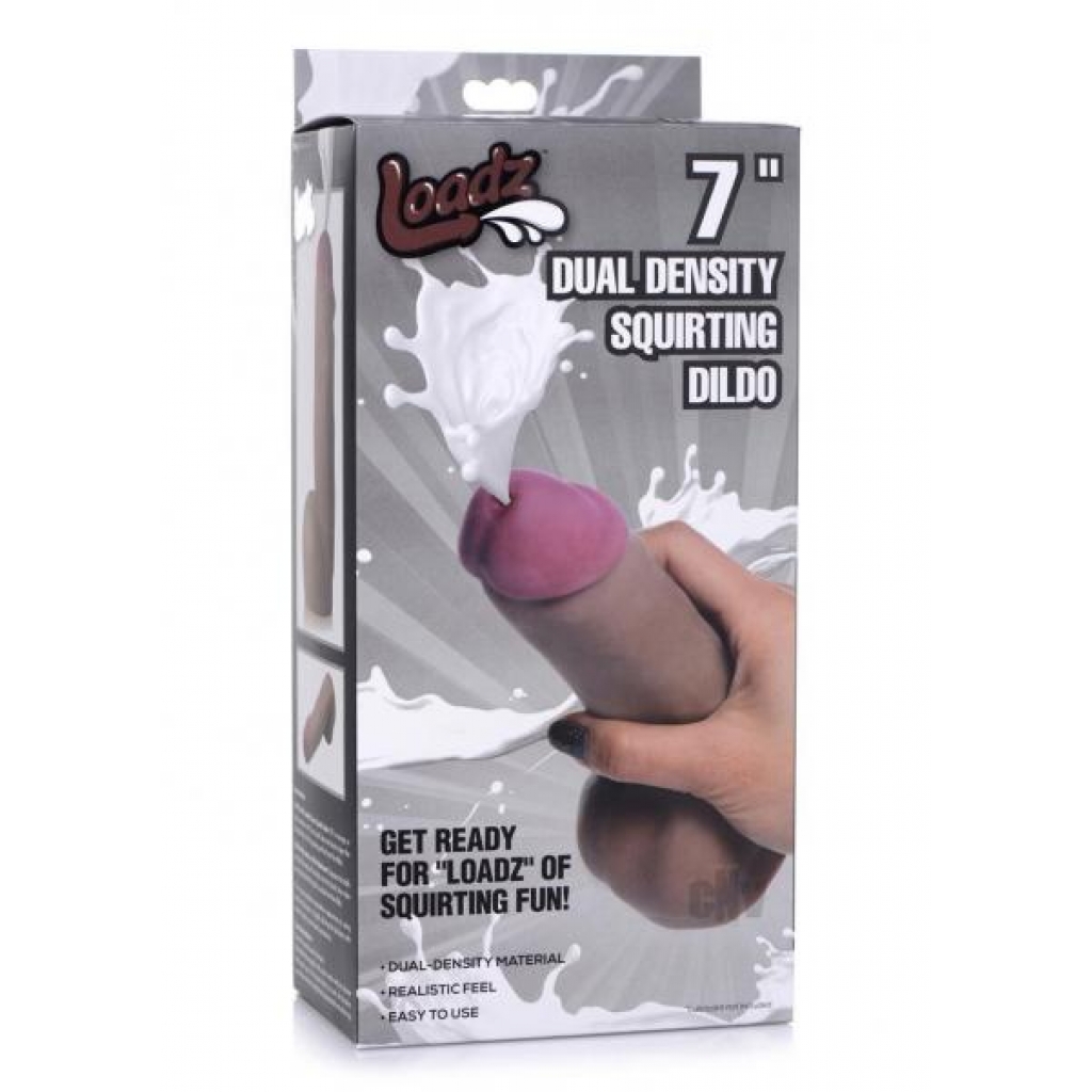 Squirting Dual Density Dildo - 7 Inch Dark Brown