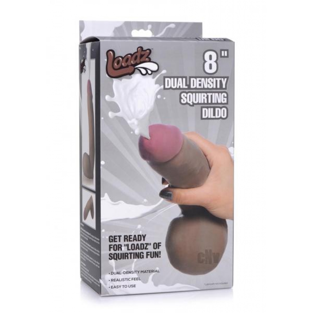 Loadz Dual Dense Squirt Dildo - 8 Inches Dark Brown