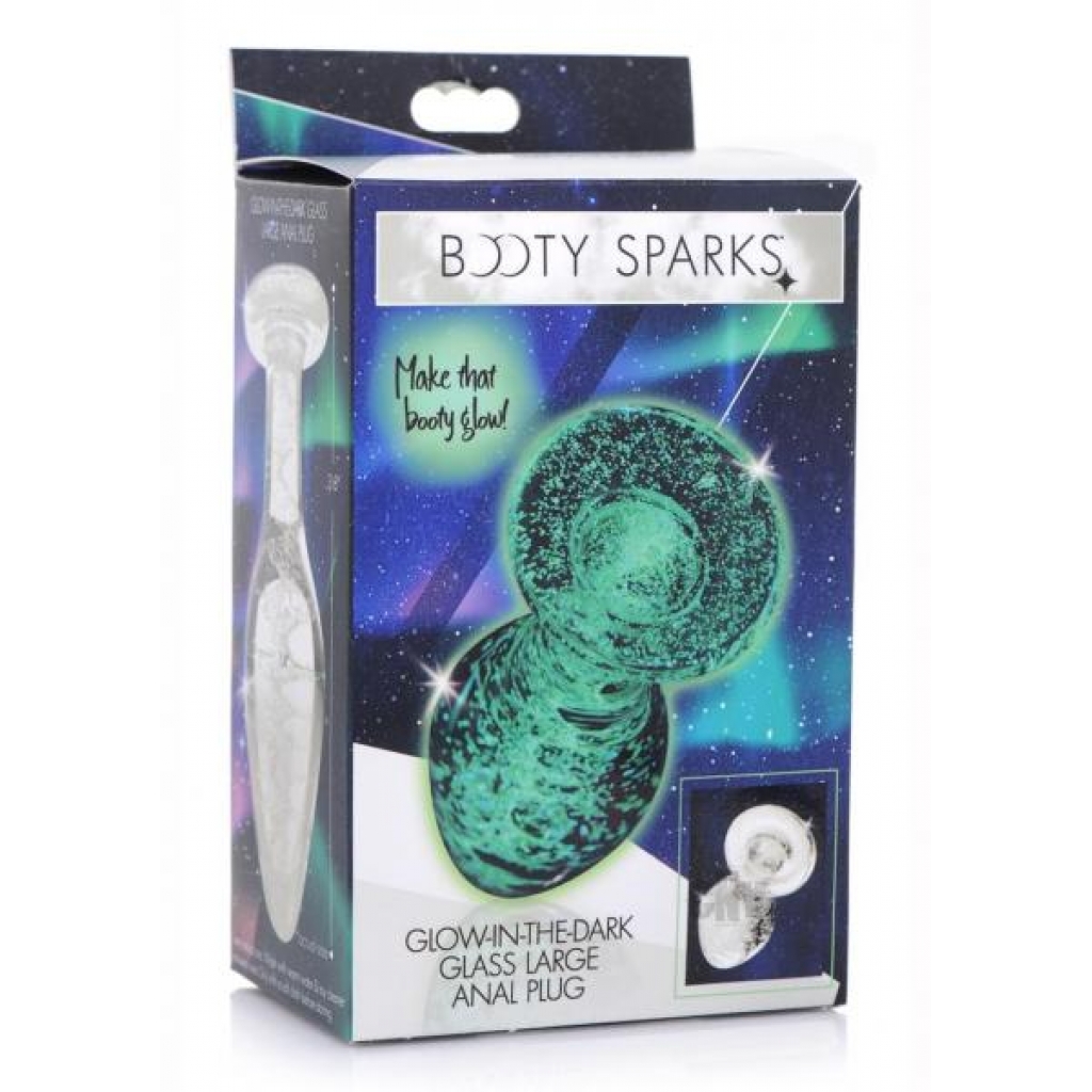 Booty Sparks Glow Glass Plug - Large Clear