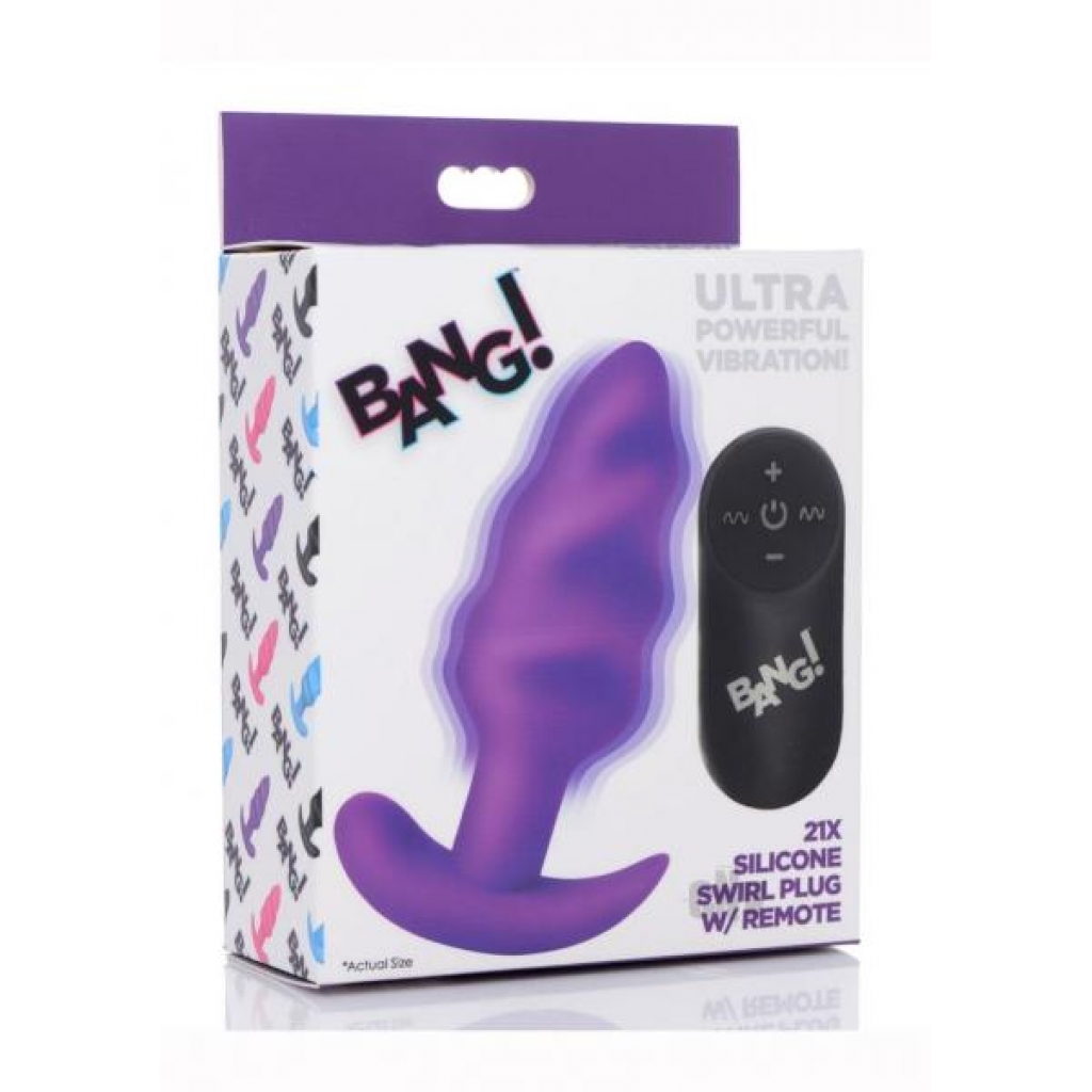 Bang 21x Vibe Swirl Plug W/remote - Purple