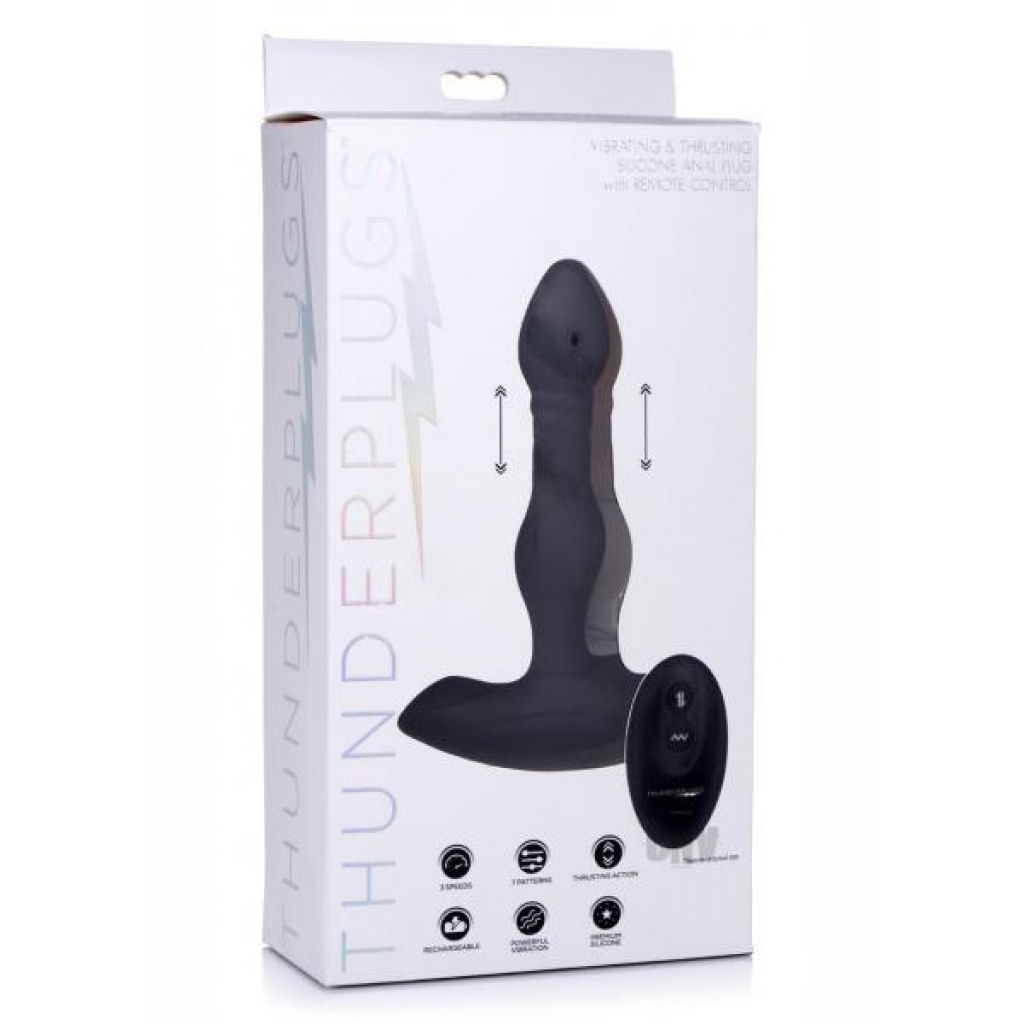 Thunder Plugs Vibrating and Thrusting Plug - Black