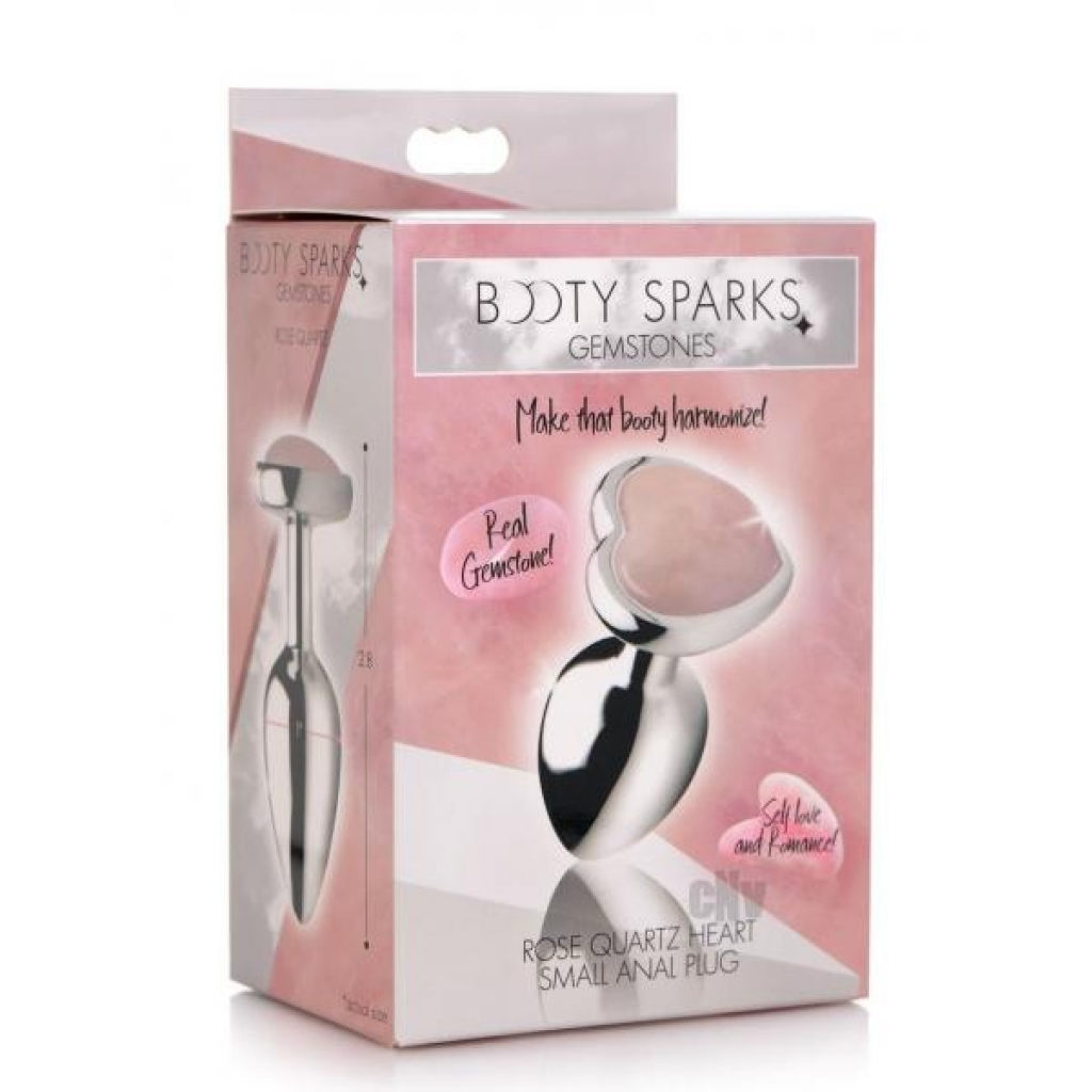 Booty Sparks Rose Quartz Heart Sm Plug - Silver