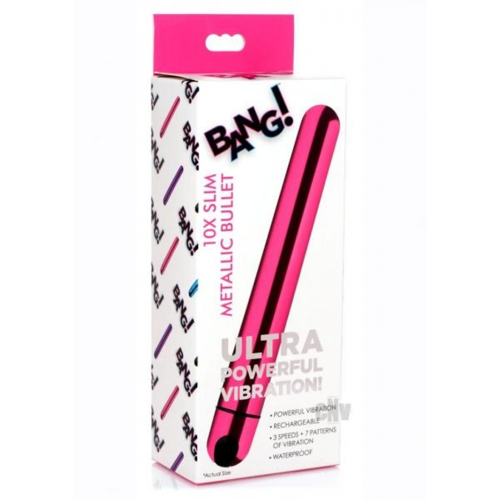 Bang 10x Slim Metallic Bullet Vibrator - Pink