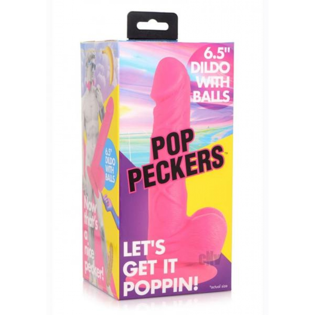 Pop Peckers Dildo with Balls - 6.5 Inches - Pink