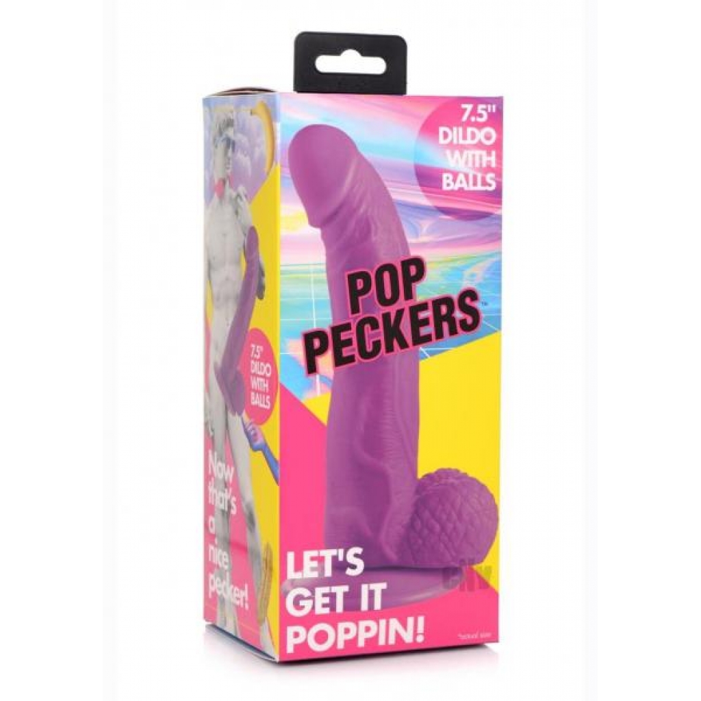 Pop Peckers Dildo with Balls – 7.5 Purple