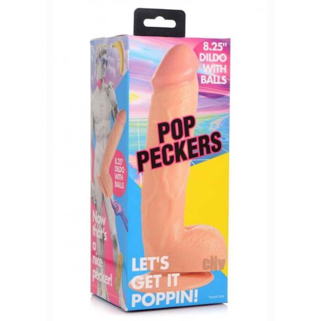 Pop Peckers Dildo with Balls - 8.25 Light Nude