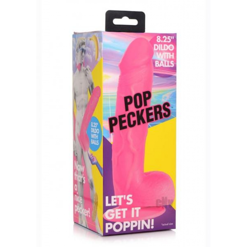 Pop Peckers Dildo with Balls - 8.25 Pink