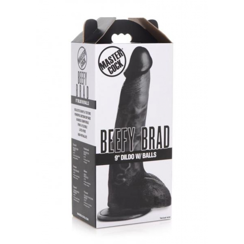 Beefy Brad Dildo with Balls - 9 Inches Black