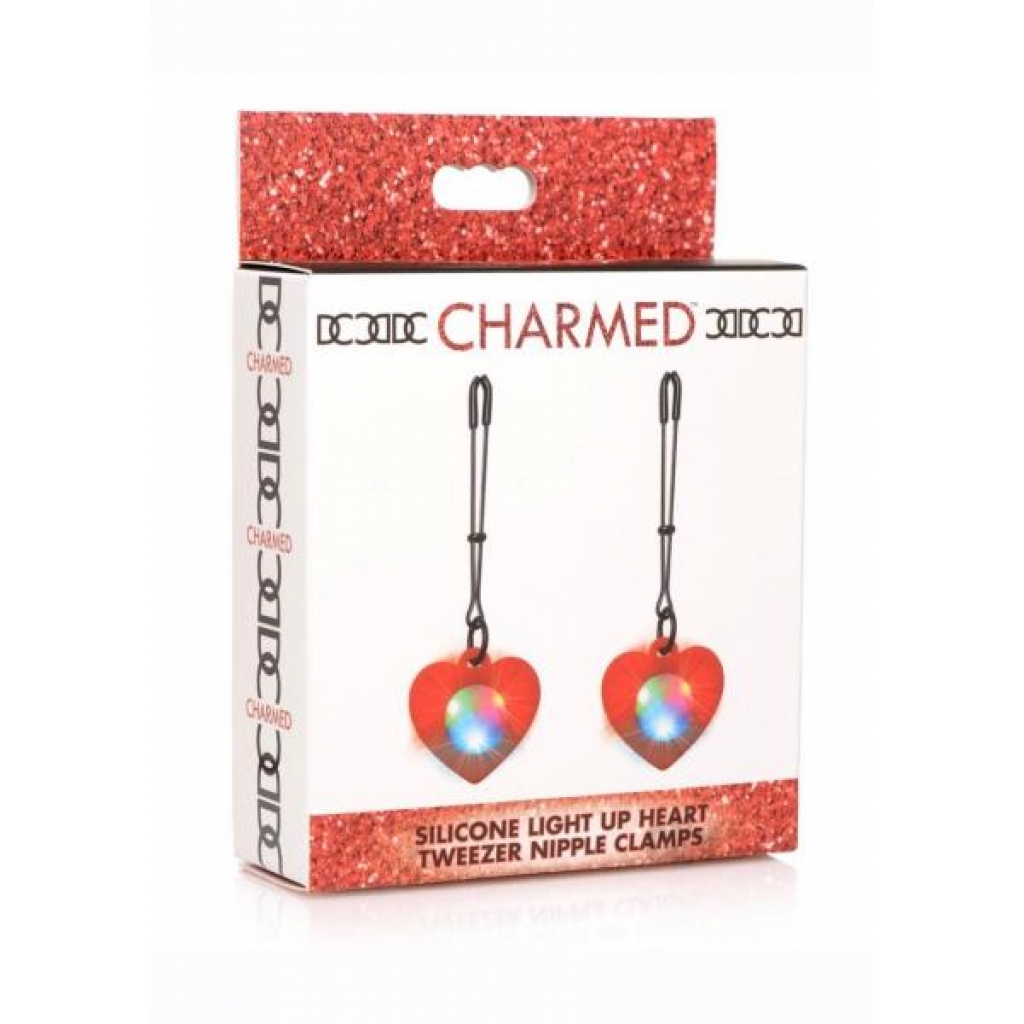 Charmed Light Up Heart Tweezer Clamps - Red