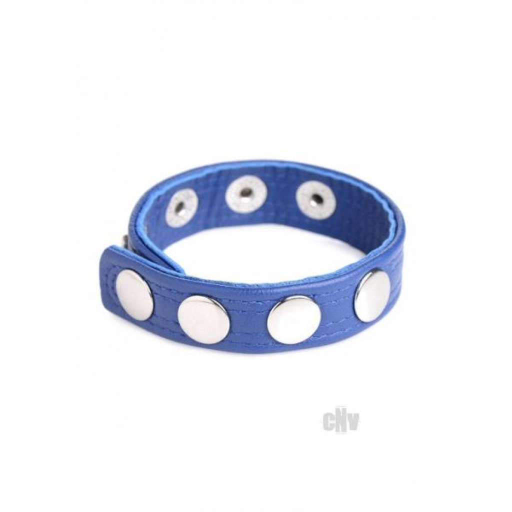 CG Leather Speed Snap Cockring - Blue