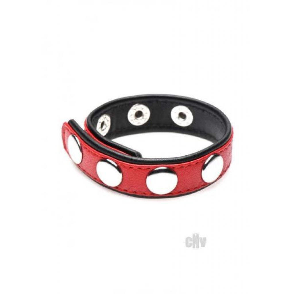 Cg Leather Speed Snap Cockring - Red Comfort