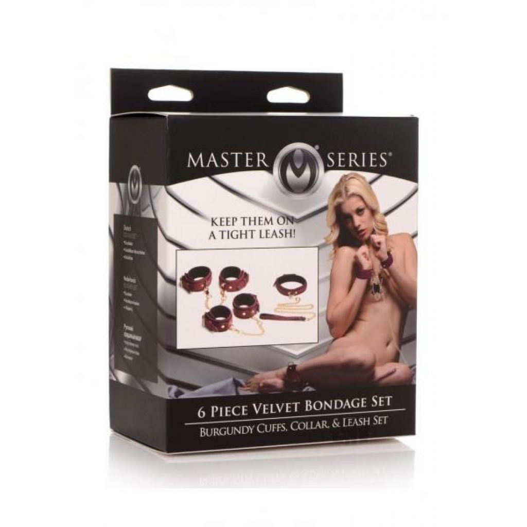 Ms Velvet Bondage Set 6pc Burgundy Red