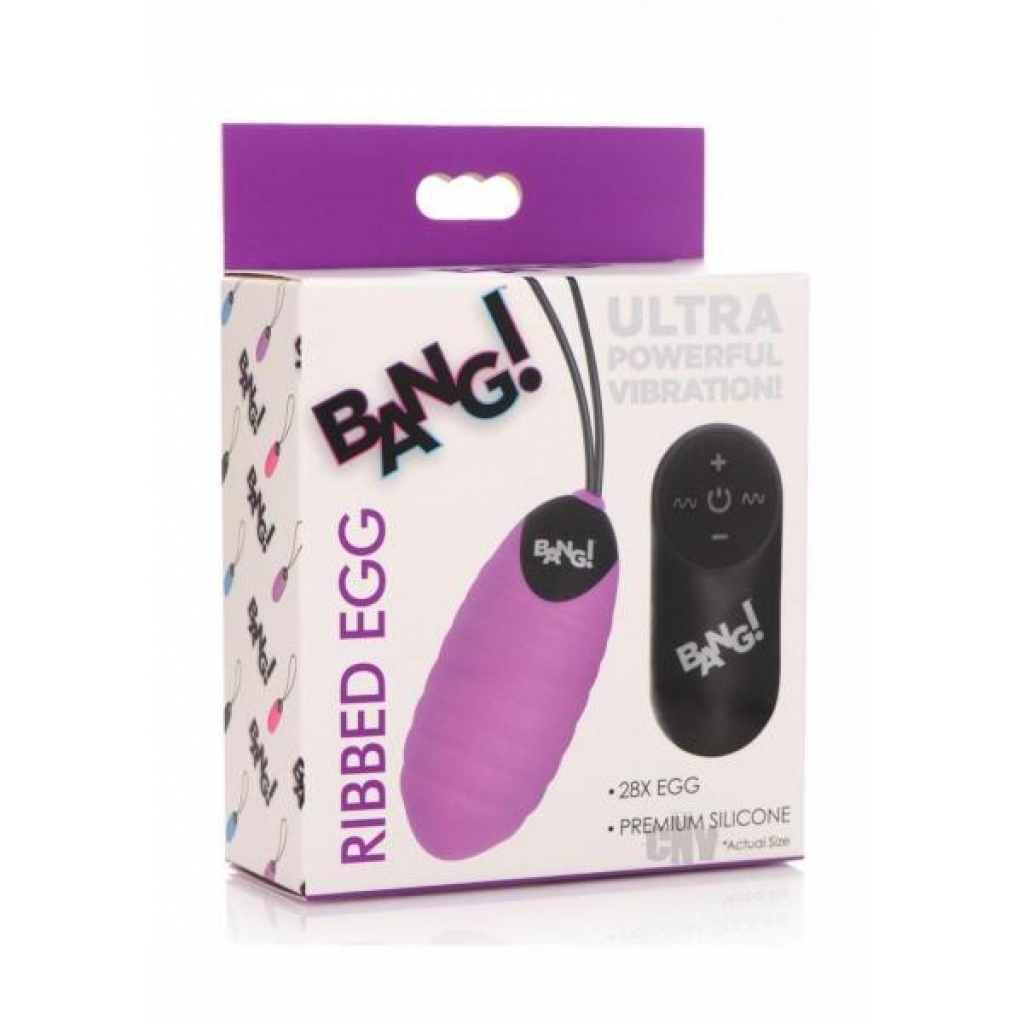 Bang 28x Ribbed Silicone Egg - Purple