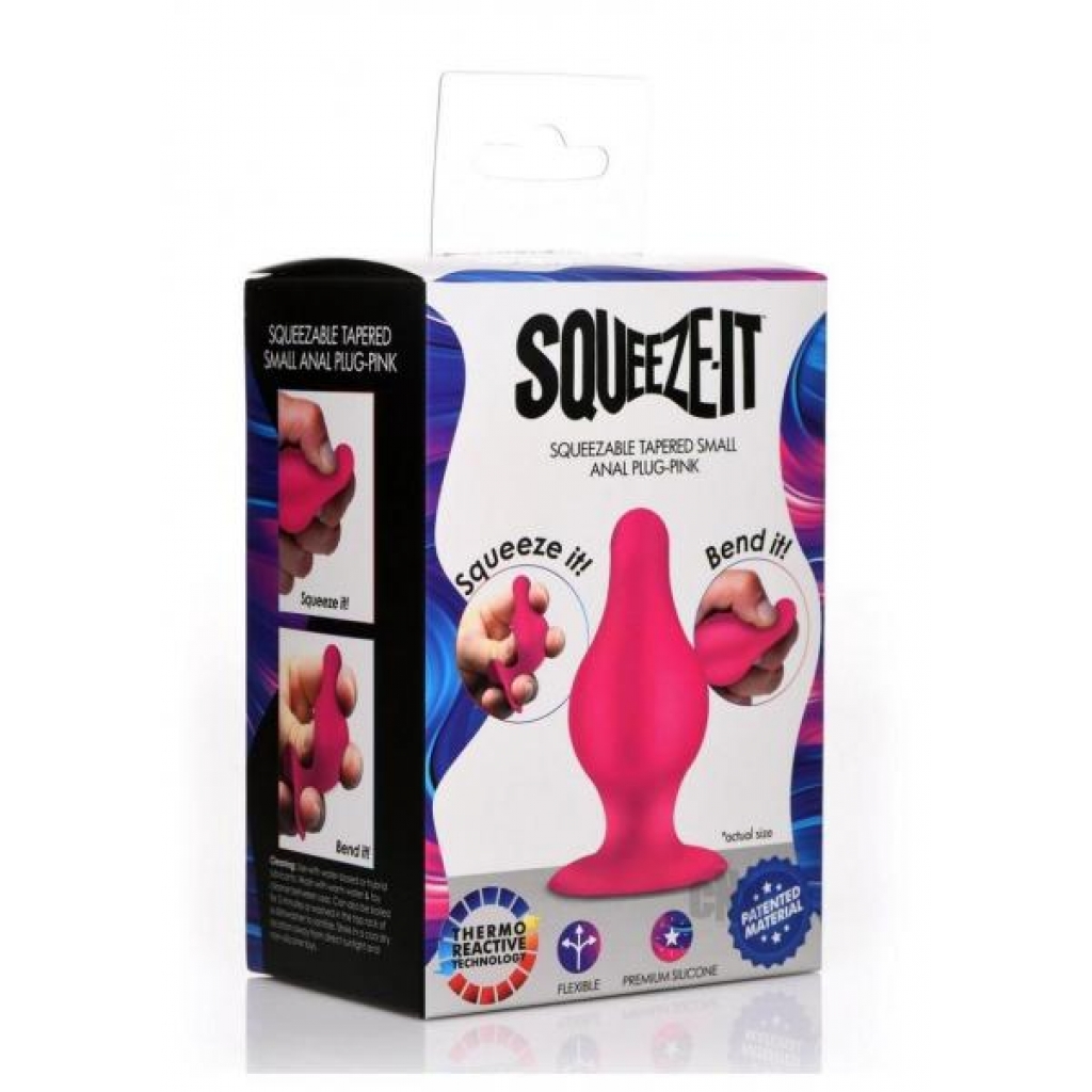 Flexible & Squeezable Tapered Anal Plug - Small Pink