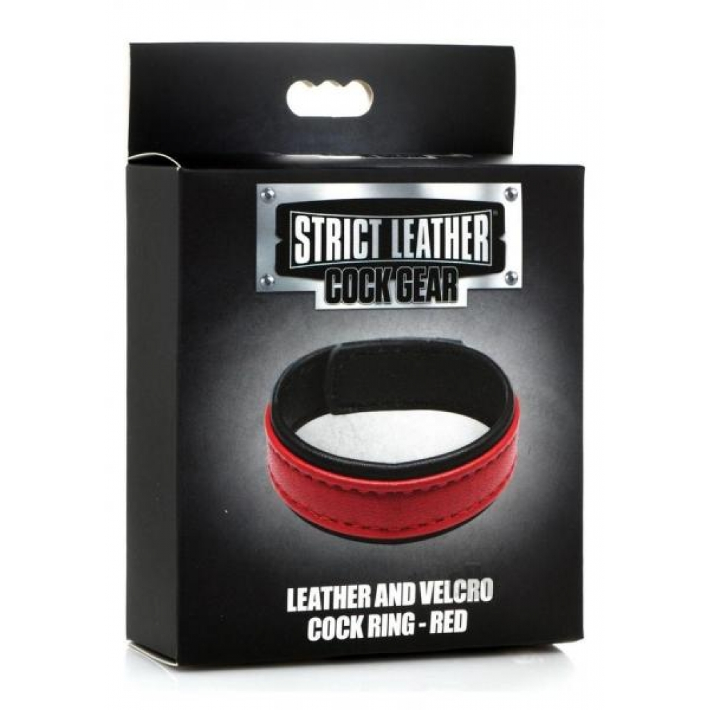 Strict Cock Gear Velcro Leather Ring - Red