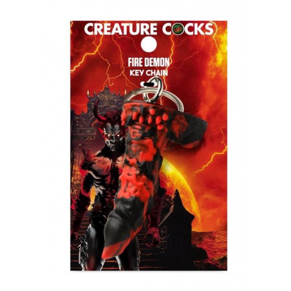 Creature Cock Fire Demon Keychain - Red